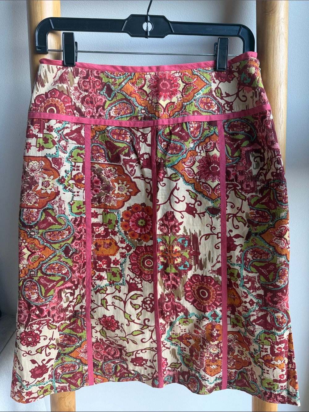Bandolino Floral A-Line Skirt in Pink, Cream and Orange